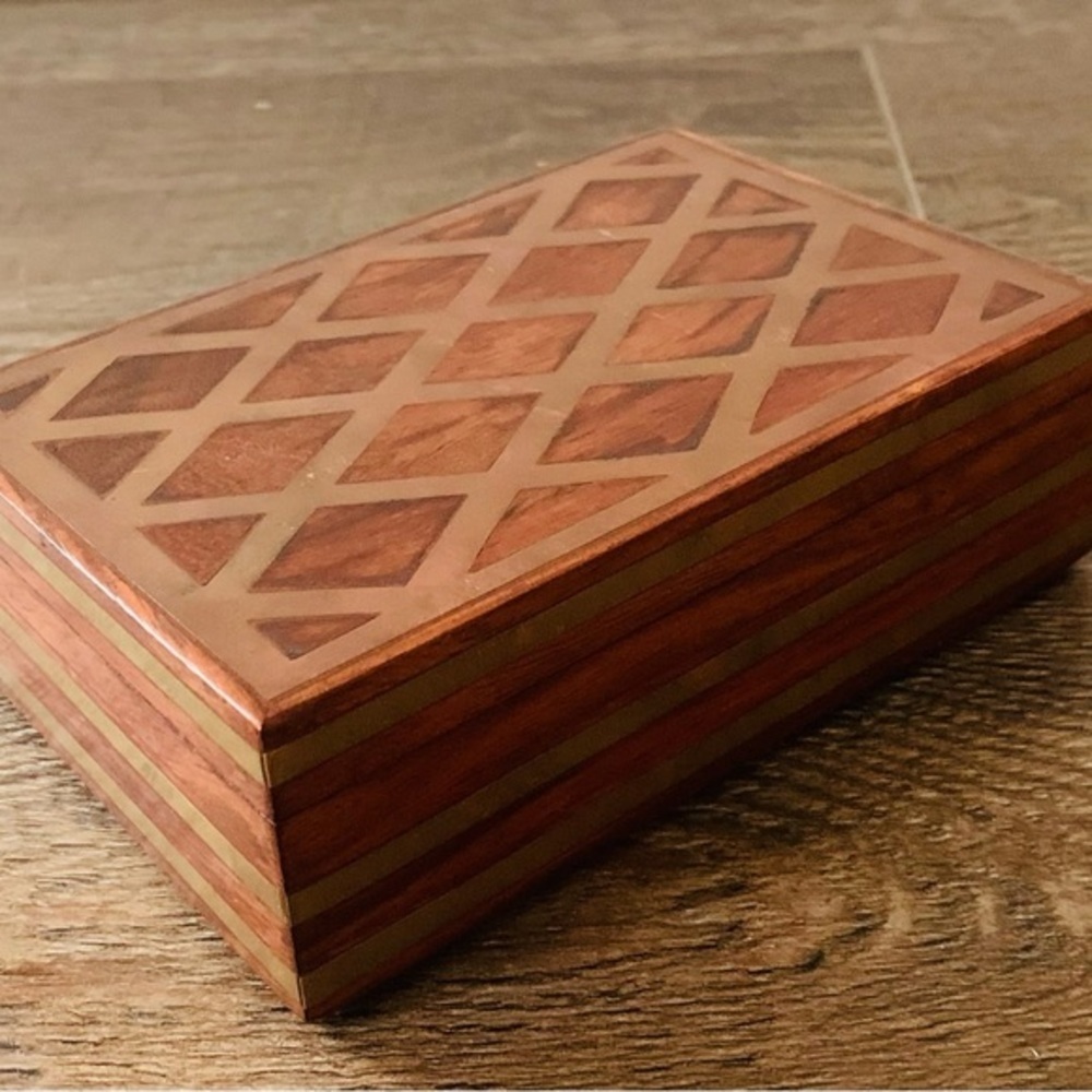 vintage wooden box with metal file